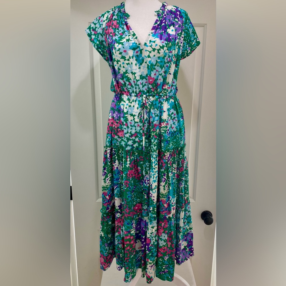 NWOT RAILS Juni Floral Tie Waist Midi Dress - Picture 5 of 11